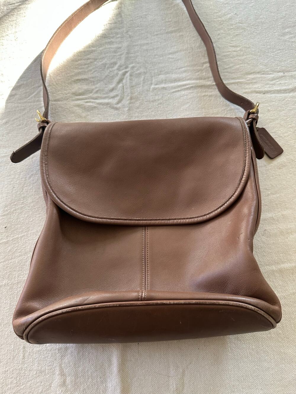 Vintage Coach bag Whitney Leather Flap Crossbody Brown Made in USA D6C-4115